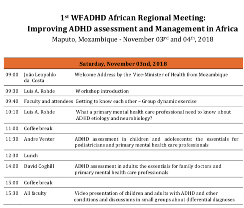 01_Africa meeting_112018 Programme 1st WFADHD African Regional Meeting